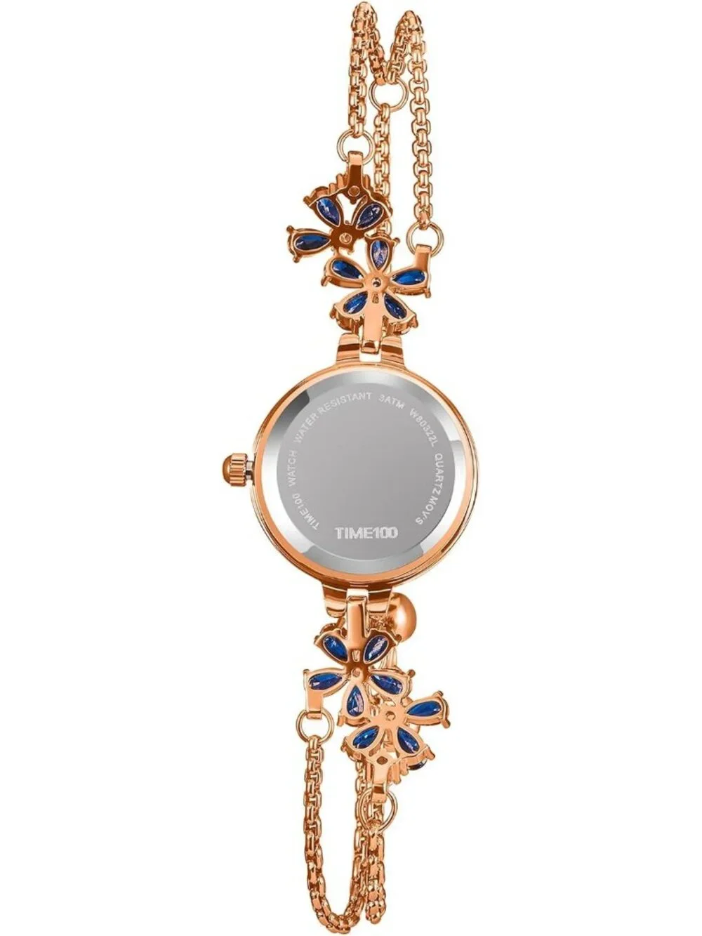 Women's Blue Bezel with Crystals Dial Bracelet Strap Diamonds Waterproof Watches
